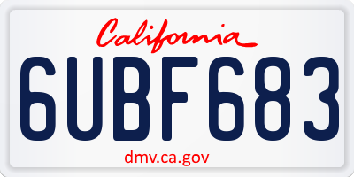 CA license plate 6UBF683