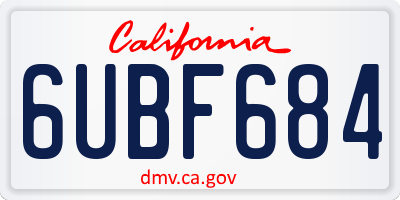 CA license plate 6UBF684