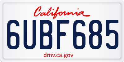CA license plate 6UBF685