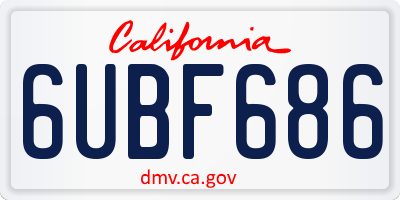 CA license plate 6UBF686