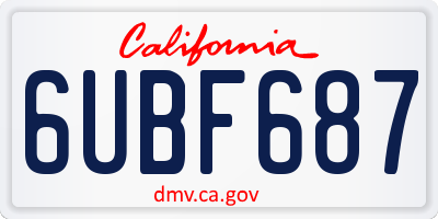 CA license plate 6UBF687