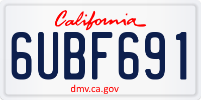 CA license plate 6UBF691