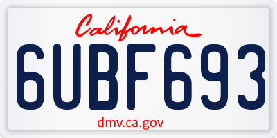 CA license plate 6UBF693