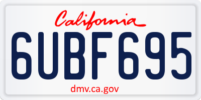 CA license plate 6UBF695