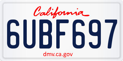CA license plate 6UBF697