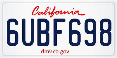 CA license plate 6UBF698