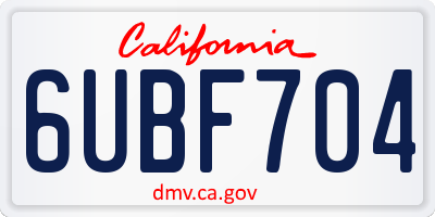 CA license plate 6UBF704