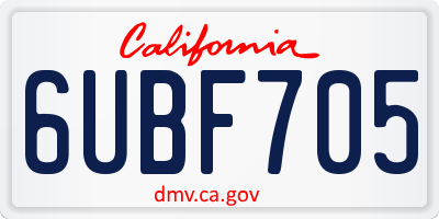 CA license plate 6UBF705