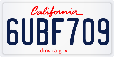 CA license plate 6UBF709