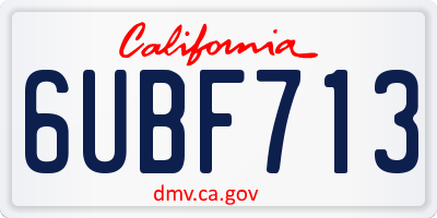 CA license plate 6UBF713