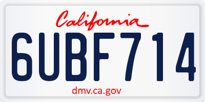 CA license plate 6UBF714