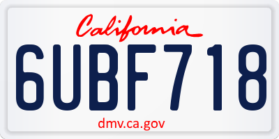 CA license plate 6UBF718