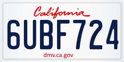 CA license plate 6UBF724
