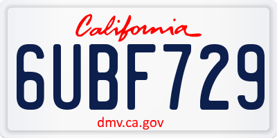 CA license plate 6UBF729