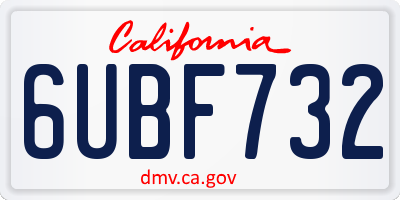 CA license plate 6UBF732
