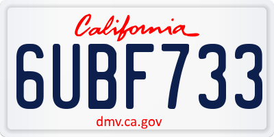CA license plate 6UBF733