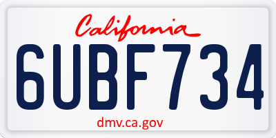 CA license plate 6UBF734