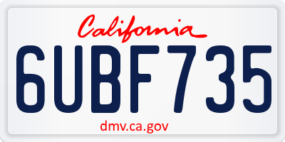 CA license plate 6UBF735
