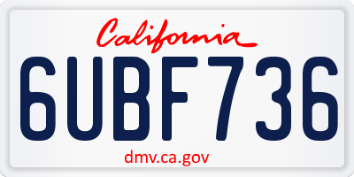 CA license plate 6UBF736