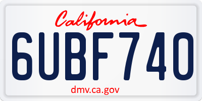CA license plate 6UBF740