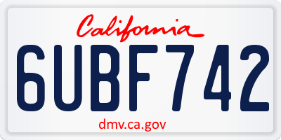 CA license plate 6UBF742