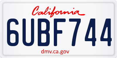 CA license plate 6UBF744