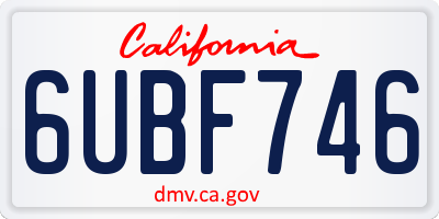 CA license plate 6UBF746