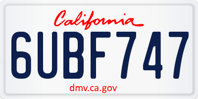 CA license plate 6UBF747