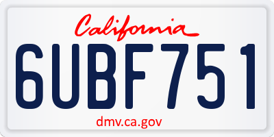 CA license plate 6UBF751