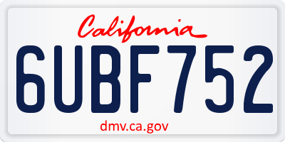 CA license plate 6UBF752