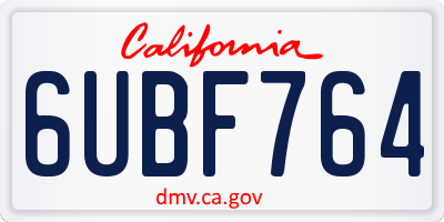 CA license plate 6UBF764