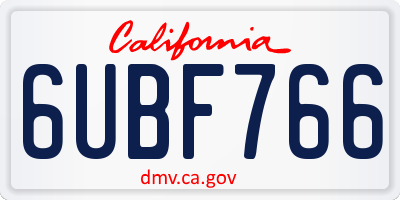 CA license plate 6UBF766