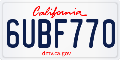CA license plate 6UBF770