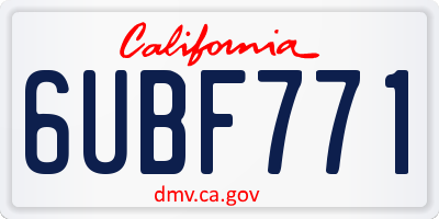 CA license plate 6UBF771