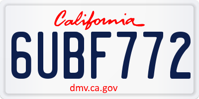 CA license plate 6UBF772
