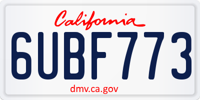 CA license plate 6UBF773