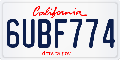 CA license plate 6UBF774