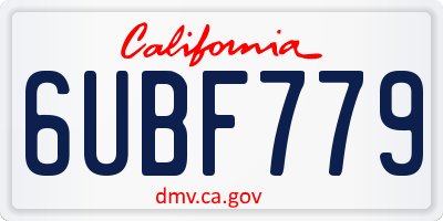 CA license plate 6UBF779