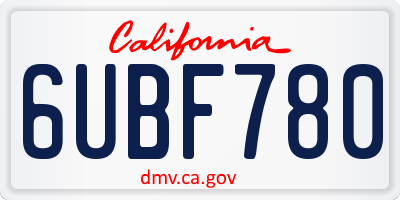 CA license plate 6UBF780