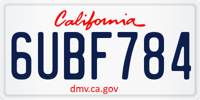 CA license plate 6UBF784