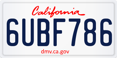 CA license plate 6UBF786