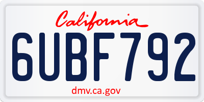 CA license plate 6UBF792