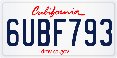 CA license plate 6UBF793