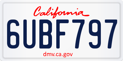 CA license plate 6UBF797