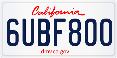 CA license plate 6UBF800