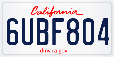 CA license plate 6UBF804