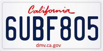 CA license plate 6UBF805