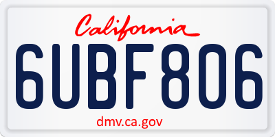 CA license plate 6UBF806