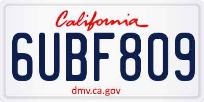 CA license plate 6UBF809