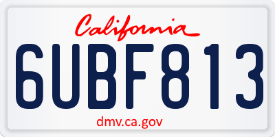 CA license plate 6UBF813